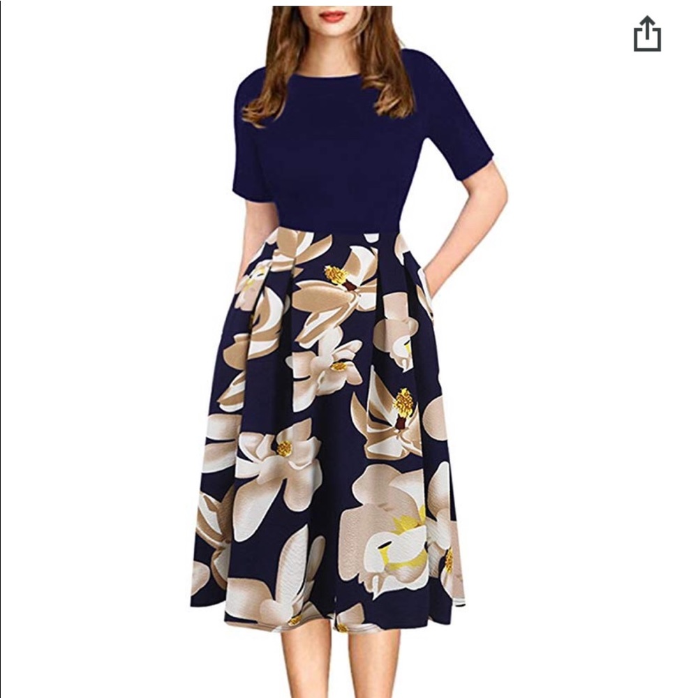 NWT blue floral swing dress women’s large